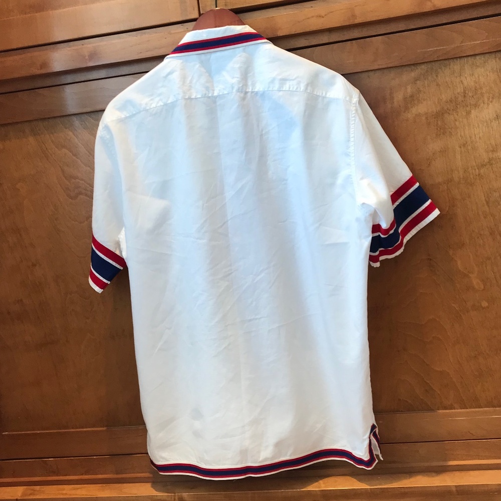 GUCCI WHITE RETRO VIBES LOGO PATCH BOWLING SHIRT - Picture 6 of 15